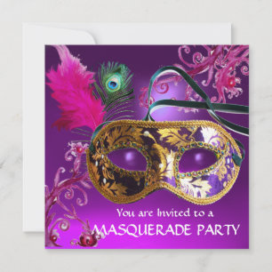 INVITACIÓN FIESTA DE MÁSCARA DE MÁSCARA DE MÁSCARA DE ORO