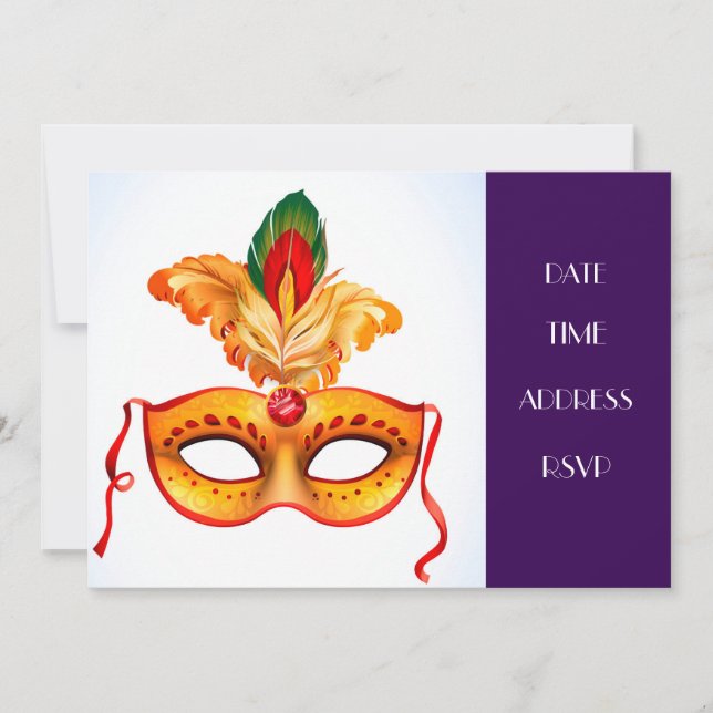 Invitación Fiesta de máscara de mascarada (Anverso)