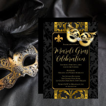Fiesta de Máscara de Oro Vintage Black Damask Mard