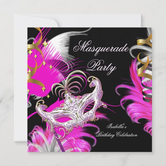 Invitación Fiesta de Mascarada Cumpleaños Fantasma Mascarilla (Anverso)