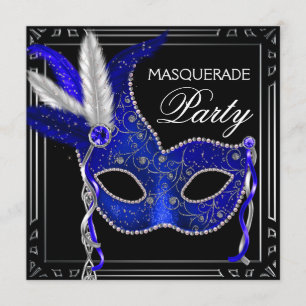Invitación Fiesta de Máscaras Azul de la Marina Real
