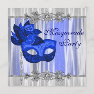 Invitación Fiesta de Máscaras Azul Real