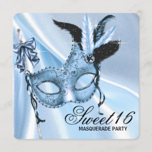 Invitación Fiesta de Máscaras Baby Blue Sweet 16