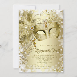 Invitación Fiesta de Máscaras con Máscara de Oro