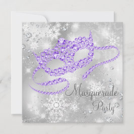 Invitación Fiesta de Máscaras Copo de Nieve Púrpura