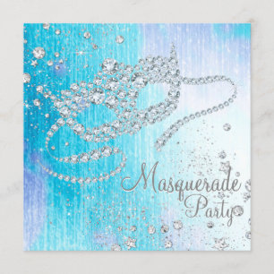 Invitación Fiesta de Máscaras de Diamantes en un País de las 