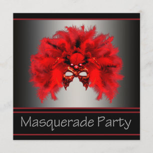 Invitación Fiesta de Máscaras de Gala Roja y Negra