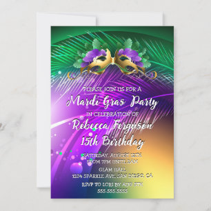 Invitación Fiesta de Máscaras de Mardi Gras