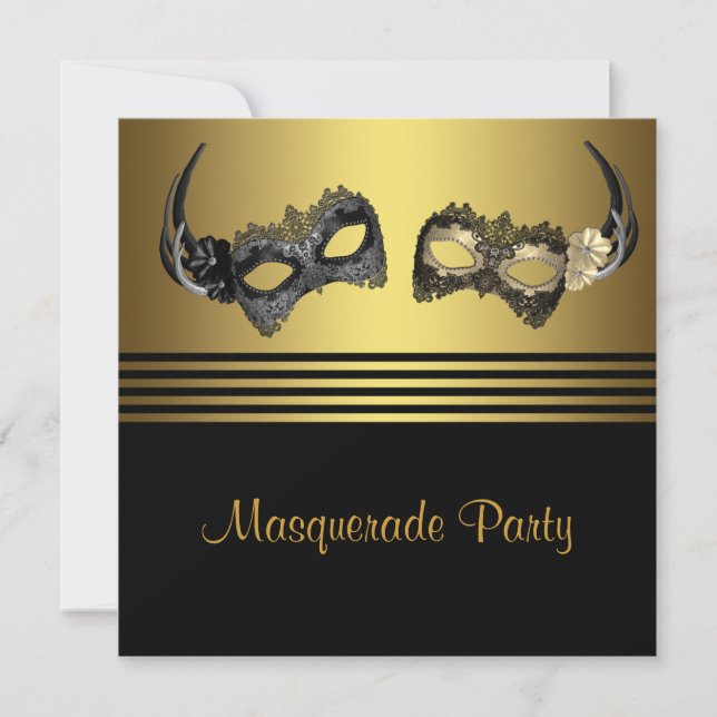Invitación Fiesta de Máscaras de Mardi Gras (Anverso)