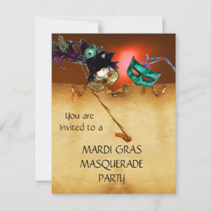 Invitación FIESTA DE MÁSCARAS DE MARDI GRAS, Amarillo
