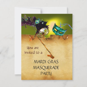 Invitación FIESTA DE MÁSCARAS DE MARDI GRAS, Amarillo