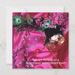 INVITACIÓN FIESTA DE MÁSCARAS DE MARDI GRAS, TELA DE SEDA FUC