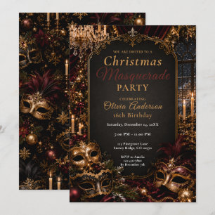 Invitación Fiesta de Máscaras de Navidad Dieciséis