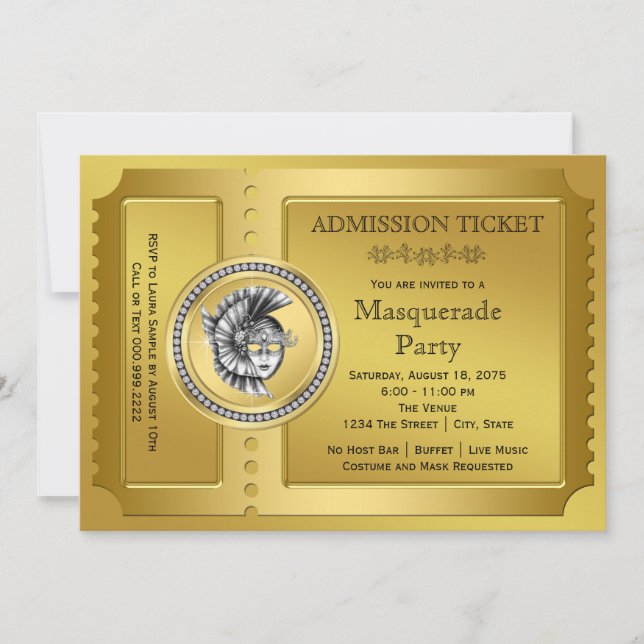 Invitación Fiesta de Máscaras de Oro (Anverso)
