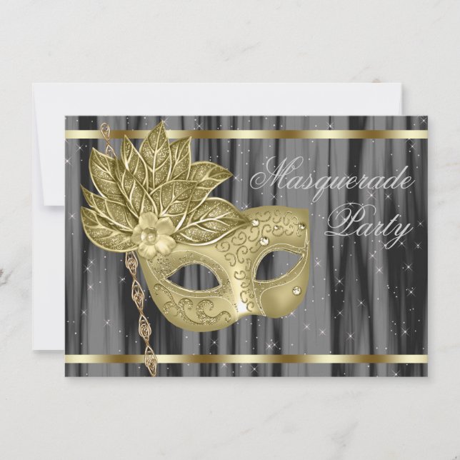Invitación Fiesta de Máscaras de Oro Negro (Anverso)