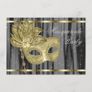 Invitación Fiesta de Máscaras de Oro Negro