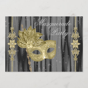 Invitación Fiesta de Máscaras de Oro Negro