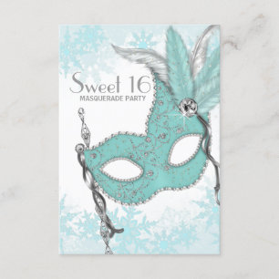 Invitación Fiesta de Máscaras Dulces 16 Copo de Nieve Azul Tu