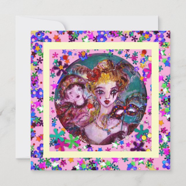 INVITACIÓN FIESTA DE MASQUERADE DE VALENTINE VENETIAN (Anverso)