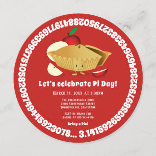 Invitación Fiesta de matemáticas rojas de Apple Pie Fiesta Pi