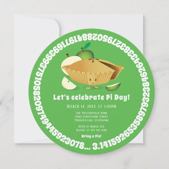 Invitación Fiesta de matemáticas verdes del Fiesta de Apple P (Anverso)
