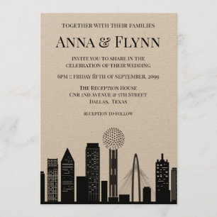 Invitación Fiesta de matrimonio del paisaje urbano de Dallas 
