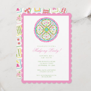 Invitación Fiesta de Medallón de Mahjong Brillante Acuarela