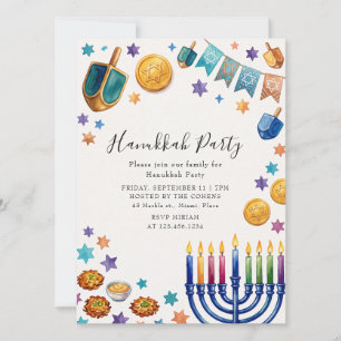 Invitación Fiesta de Menorá Hanuká celebración judía