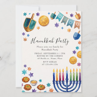 Invitación Fiesta de Menorá Hanuká celebración judía