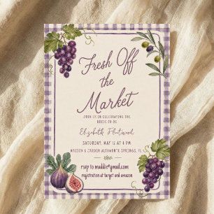Invitación Fiesta de Mercado de Agricultores de Acuarela Uvas
