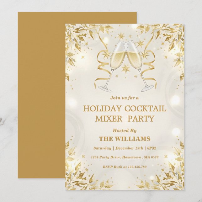 Invitación Fiesta de Mezclador de Cóctel de Vacaciones (Anverso / Reverso)
