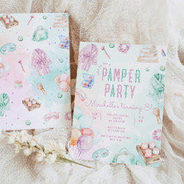 Invitación Fiesta de mimos Chica Salón de Maquillaje Cumpleañ