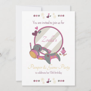 Invitación Fiesta de Mimos y Juegos para Niñas