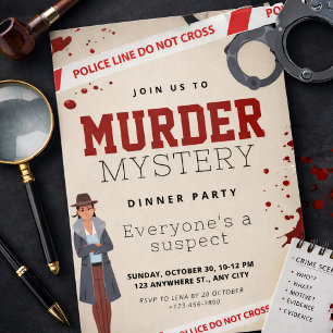 Invitación Fiesta de Misterio de Asesinato, Tema de Detective