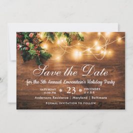 Invitación Fiesta de Mistletoe Branch Rustic Holiday Navidade