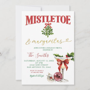 Invitación Fiesta de Mistletoe y Margaritas de Vacaciones de