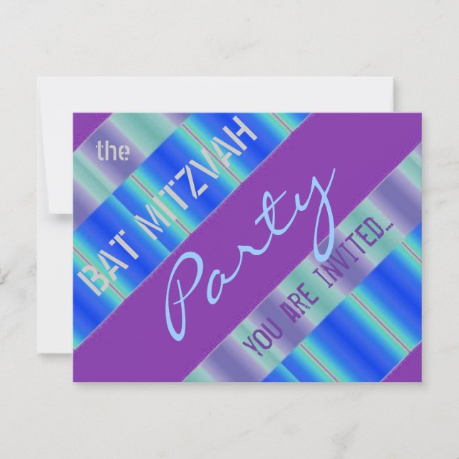 Invitación Fiesta de Mitzvah del palo de las cintas azules (Anverso)