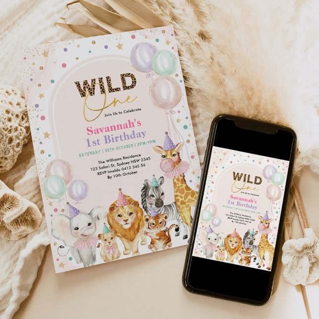 Invitación Fiesta de moda Animales Chica salvaje Safari prime (Subido por el creador)