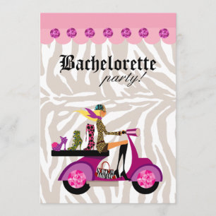 Invitación Fiesta de moda Blonde Scooter Mujer Zebra zapatill