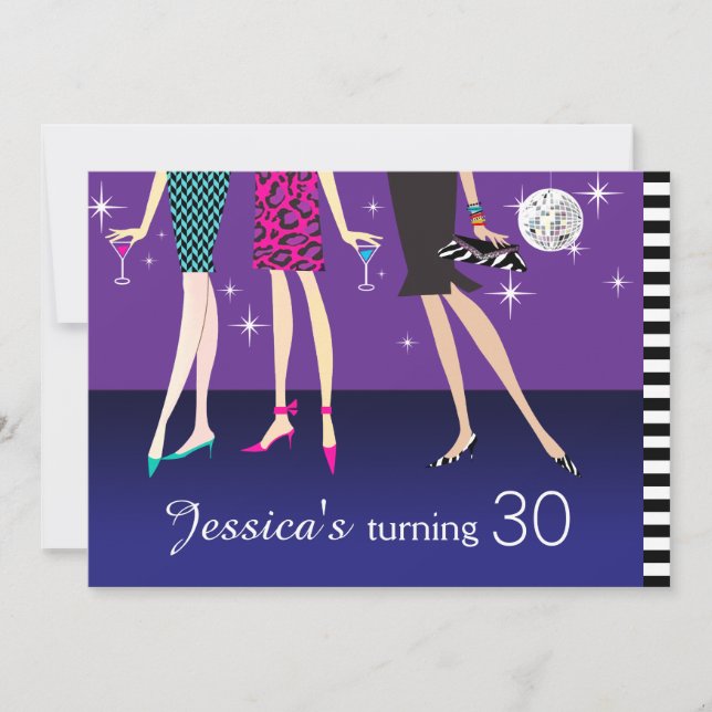 Invitación Fiesta de moda Chicas 30 cumpleaños (Anverso)