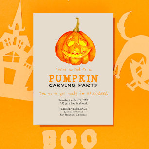 Invitación Fiesta de moda de Halloween con calabaza