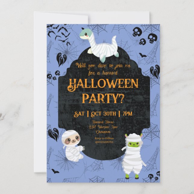 Invitación Fiesta de momias de Halloween (Anverso)