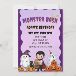 Invitación Fiesta de monstruos, cumpleaños de Halloween