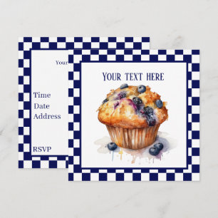 Invitación Fiesta de muffin de arándano blanco