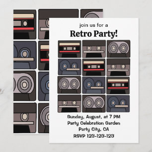 Invitación Fiesta de música retro de cinta de cassette