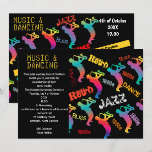 Invitación Fiesta de música y baile MÚSICA RETRO JAZZ