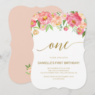 Invitación Fiesta de Nacimiento de las Flores de Peach and Pi