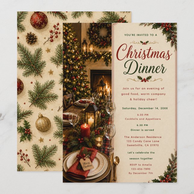 Invitación Fiesta de Navidad (Anverso / Reverso)