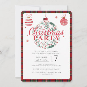 Invitación Fiesta de Navidad a Cuadros Elegantes Stewart Tart