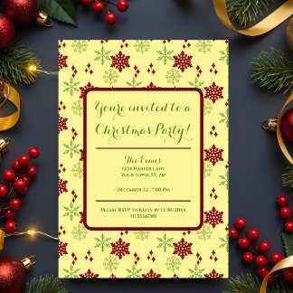 Invitación Fiesta de Navidad Alegre Copos de Nieve